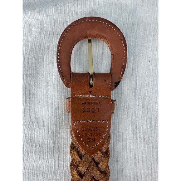 Vintage Woman’s sz S Leather Woven Belt Brown Boho Western Classic Festival - Picture 2 of 6